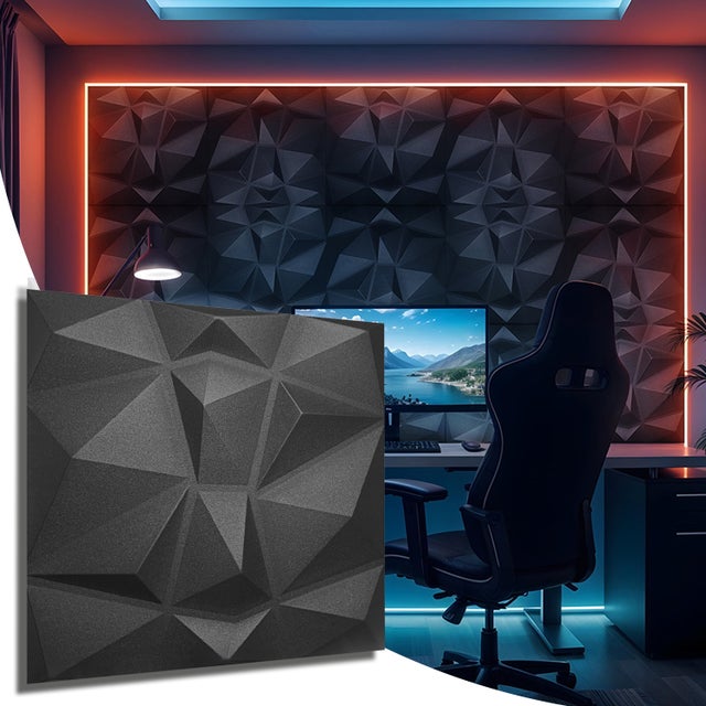 Panneaux muraux 3D décors revêtement mural panneaux de plafond POLYSTYRENE MATERIAL STYROPOR-TYPE 3mm force 8 pièces - 2m² Diamant Noir