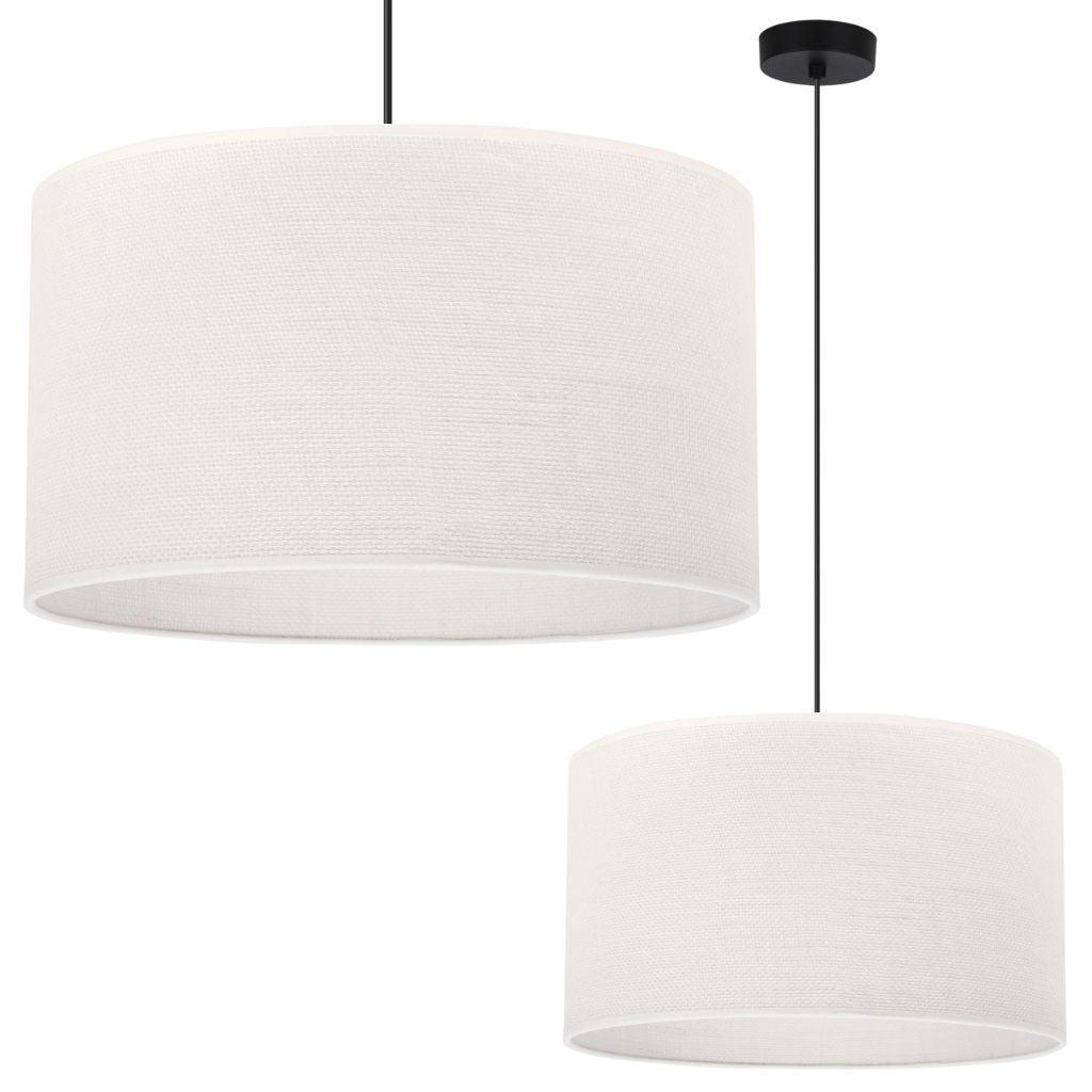 Lampa sufitowa wisząca Juta czarna boho 1xE27 abażur okrągły 40cm biały Light Home LH