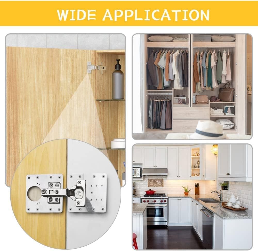 Set di cerniere per ante di mobili, kit di riparazione per mobili in acciaio inossidabile con 12 viti - 3