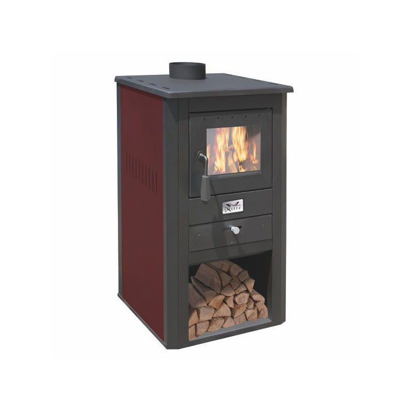 Poêle en bois – Pallade finition Bordeaux 50_41 h86 cm 10,7 kW compartiment avec trous – Mille