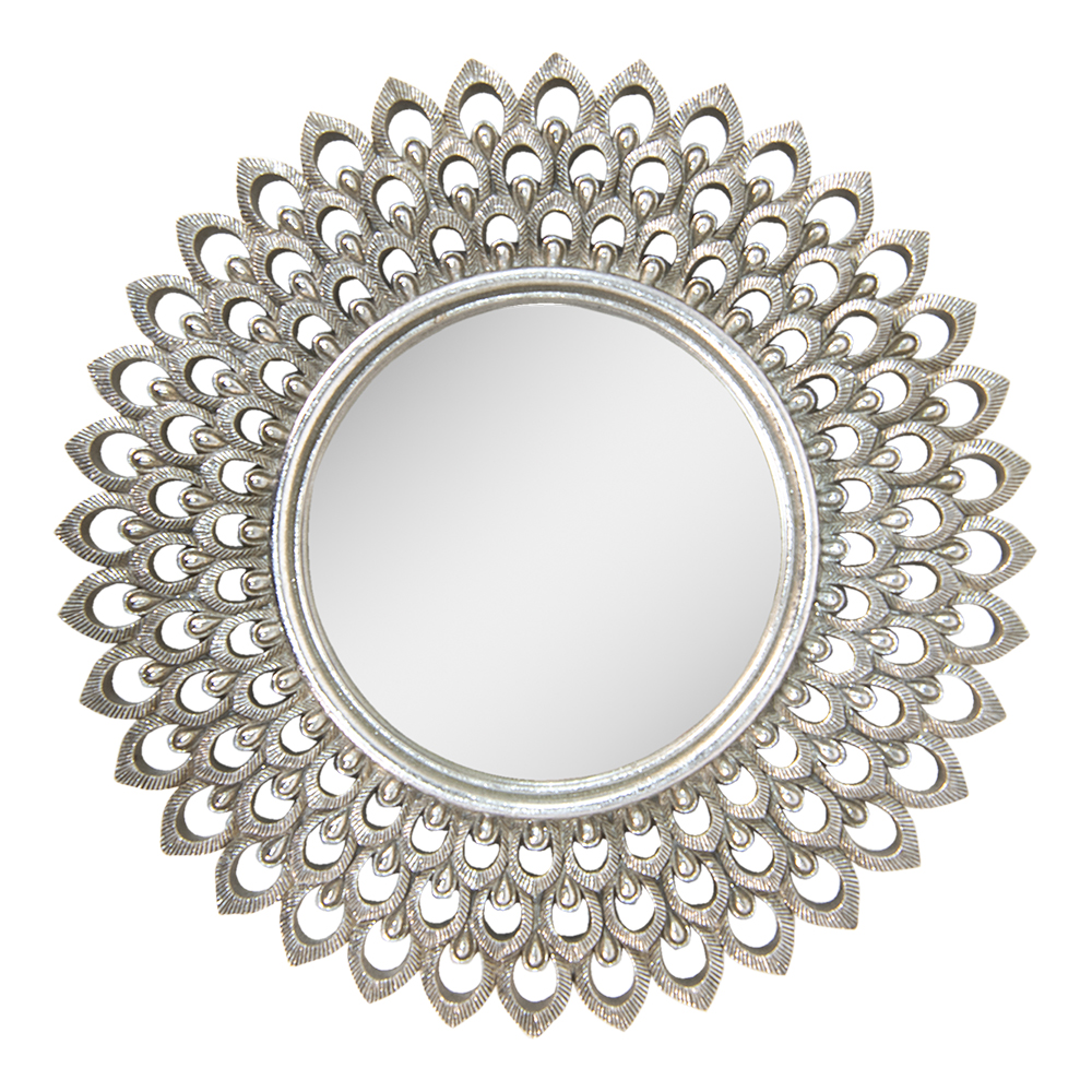 Miroir Clayre & Eef Shabby Chic Blanc – Style Ancien Français – Aile Et Couronne – Lys