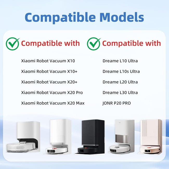 Liveryde 5 Sacs à Poussière Compatibles Xiaomi X20+ X20 Max X10 Dreame L10 L20 - Accessoires Aspirateur Robot Liveryde 5 Sacs à Poussière Compatibles Xiaomi X20+ X20 Max X10 Dreame L10 L20 - Accessoires Aspirateur Robot