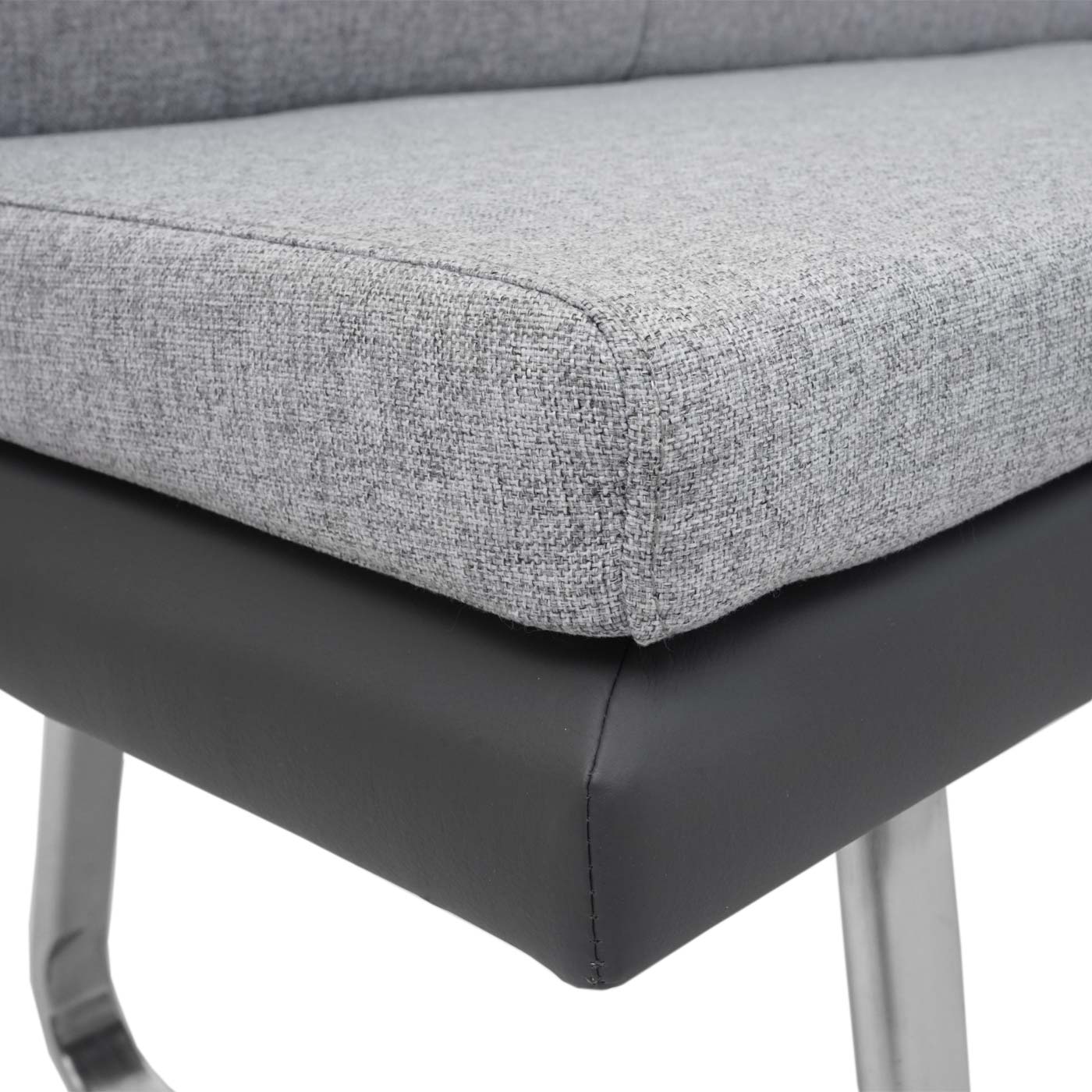 Set 4x sedie con braccioli e panca da interni HWC-G54 acciaio inox tessuto ecopelle grigio - 5