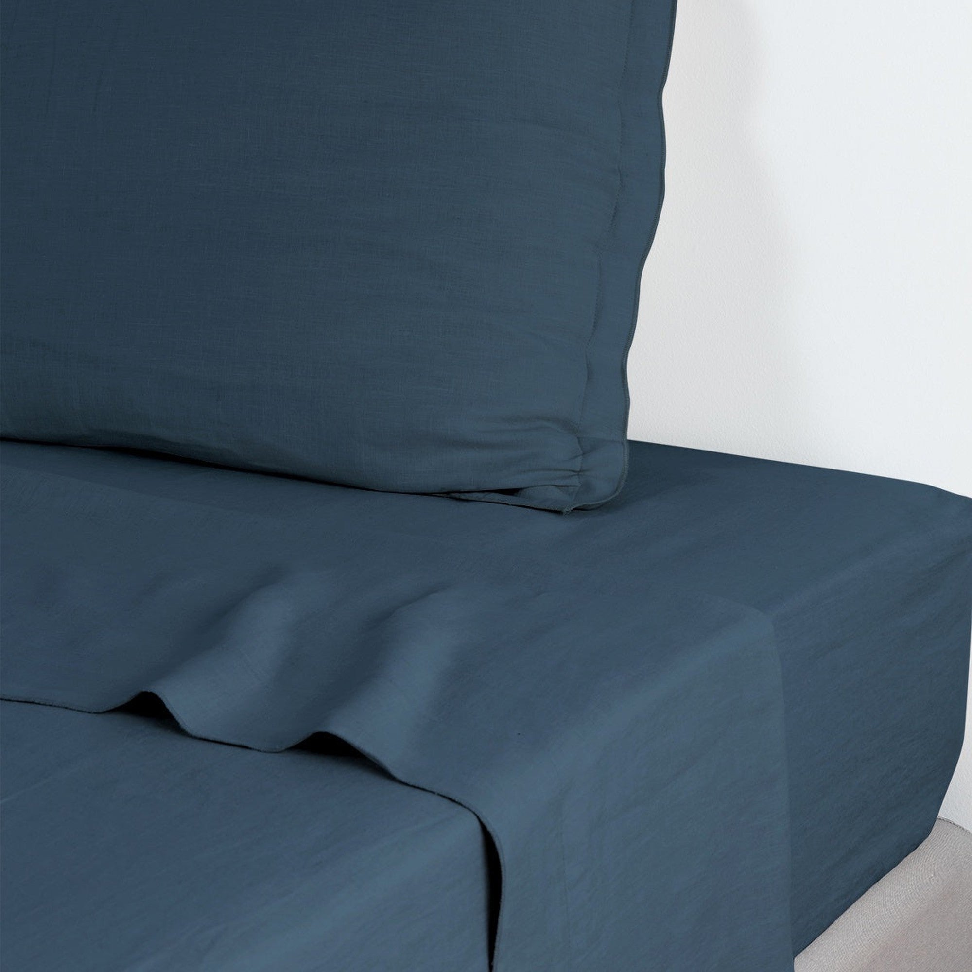 Drap Plat 240x300 Cm 100% Lin Français Lavé Craie – Doux, Respirant Et Élégant Pour Lit King Size