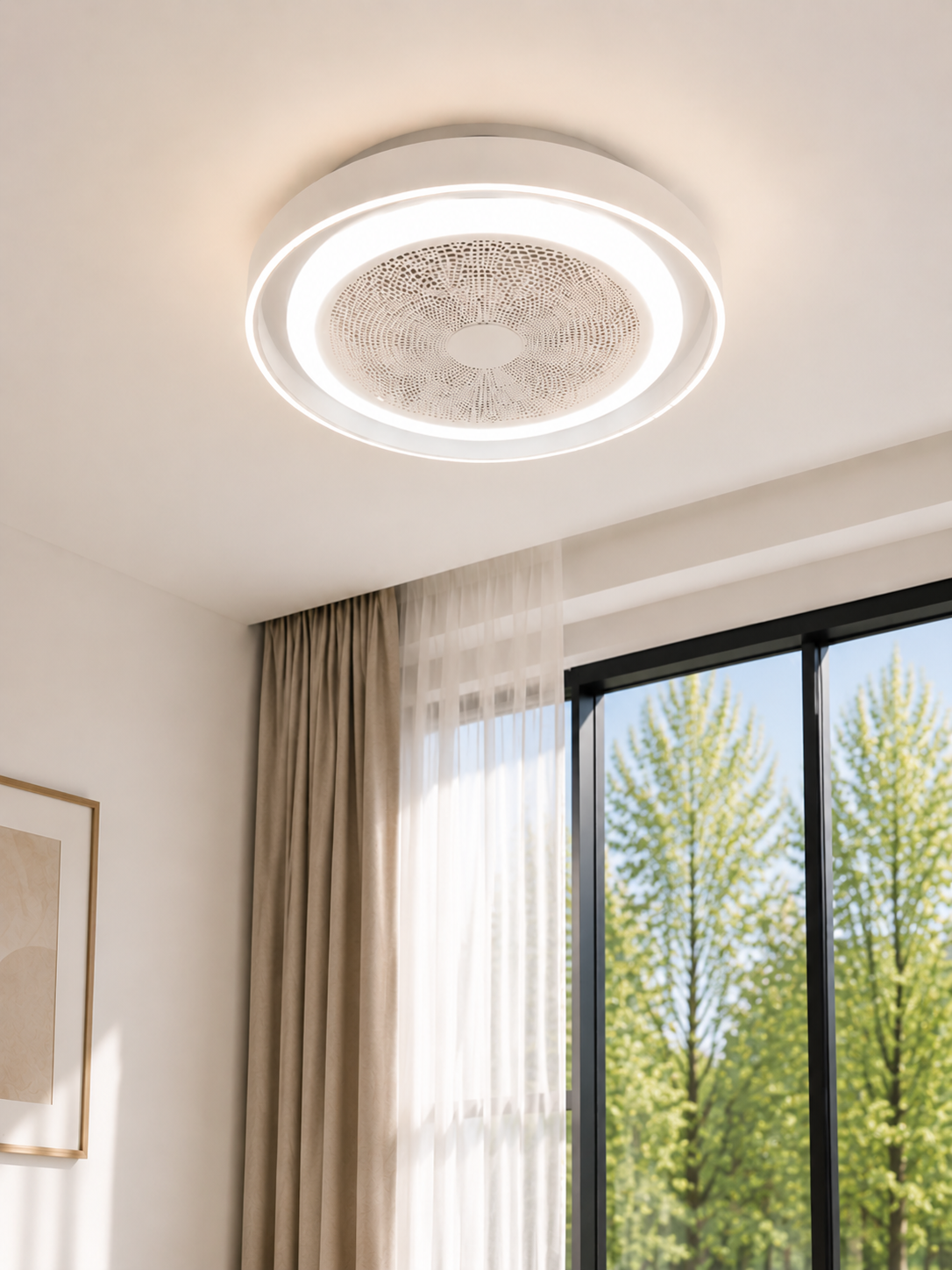 NETTLIFE Lampowentylator LED 5 Łopatek Cichy Ściemnialny z Pilotem Nowoczesna Lampa Sufitowa z Wentylatorem do Salonu Sypialni Kuchni