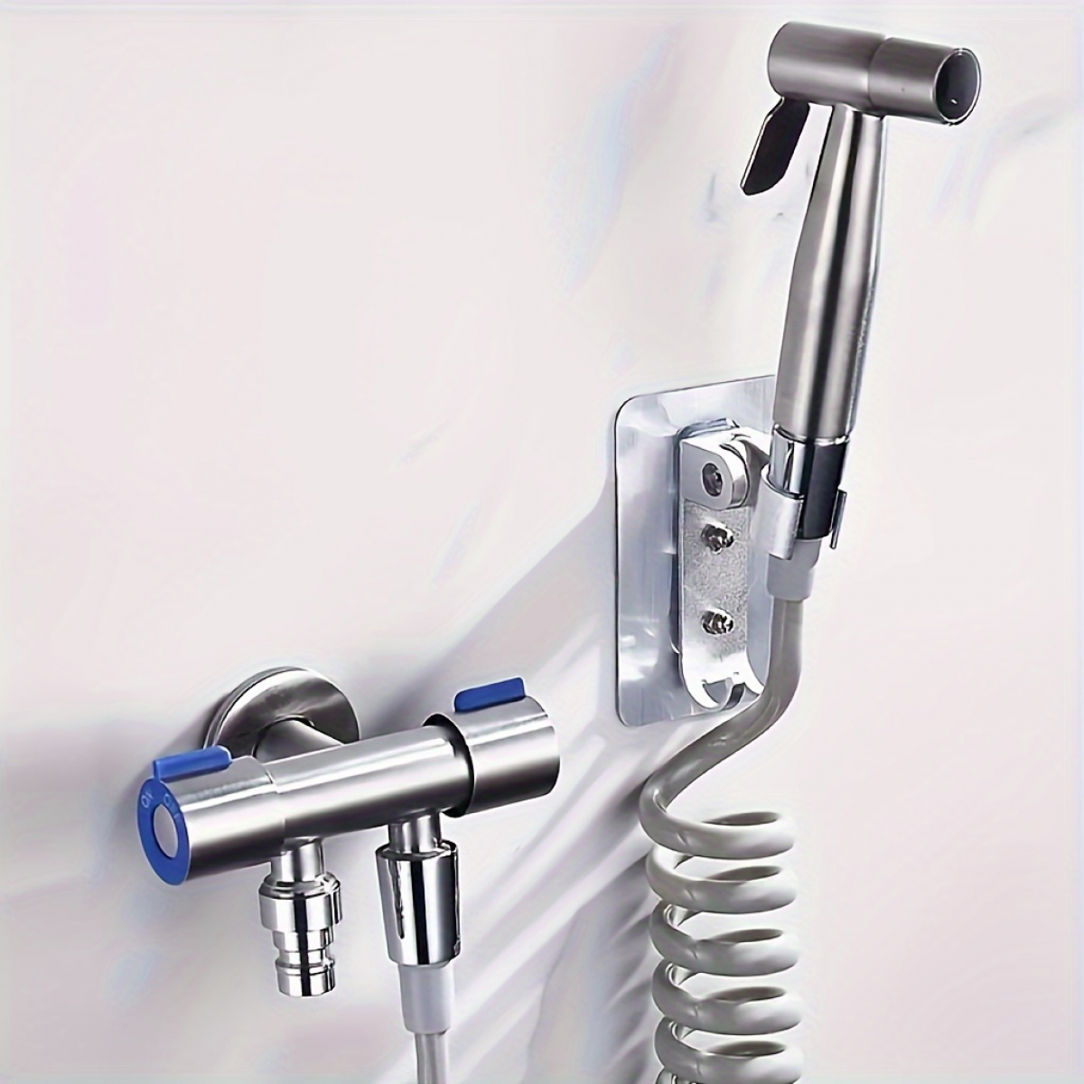 Robinet d'angle à trois voies en acier inoxydable, robinet de machine à laver à double poignée, robinet de salle de bain, robinet de dérivation - 4