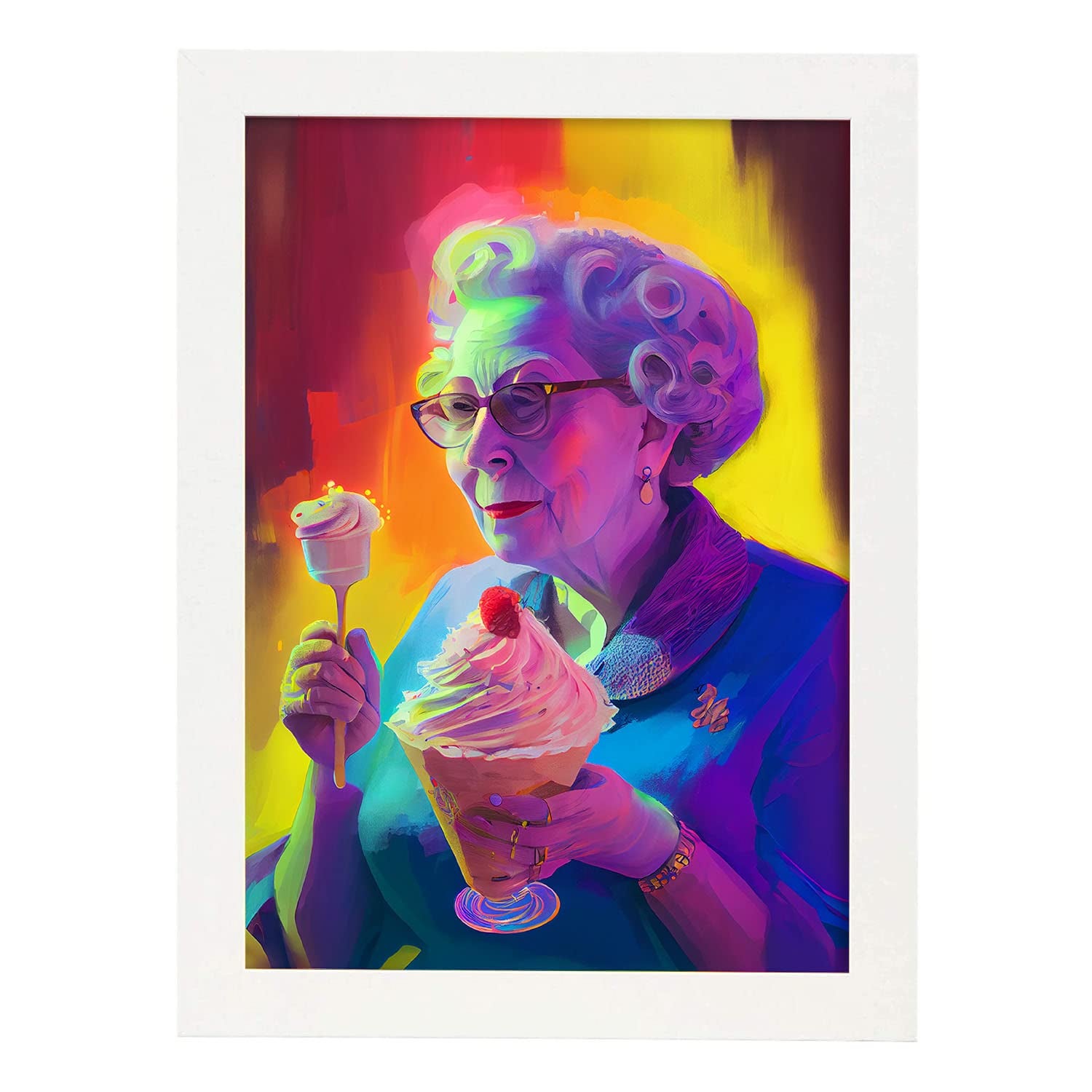 Nacnic poster de elizabeth ii en estilo retrato a todo color ilustraciones y caricaturas de personajes históricos famosos diseño y a3 marcos blancos