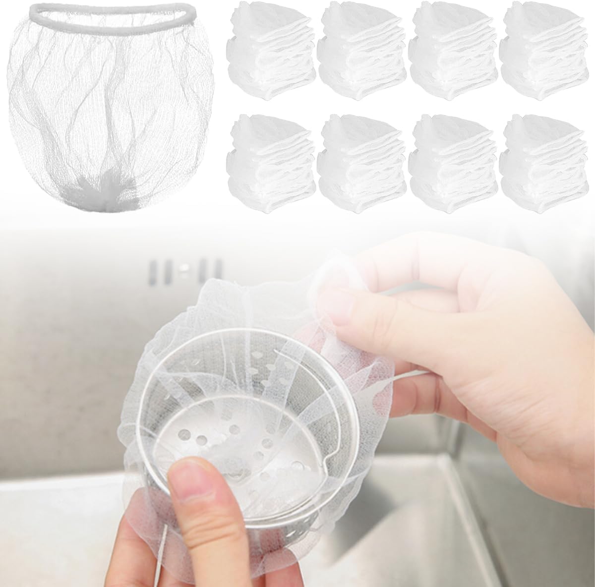 400 Pieces Filet Evier Jetable 9X8cm, Sacs Filtrants Maille cuisine ...