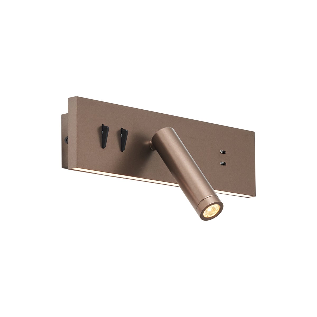 Nowoczesny kinkiet w kolorze ciemnego brązu z regulacją i USB-C, zawiera LED - Modric