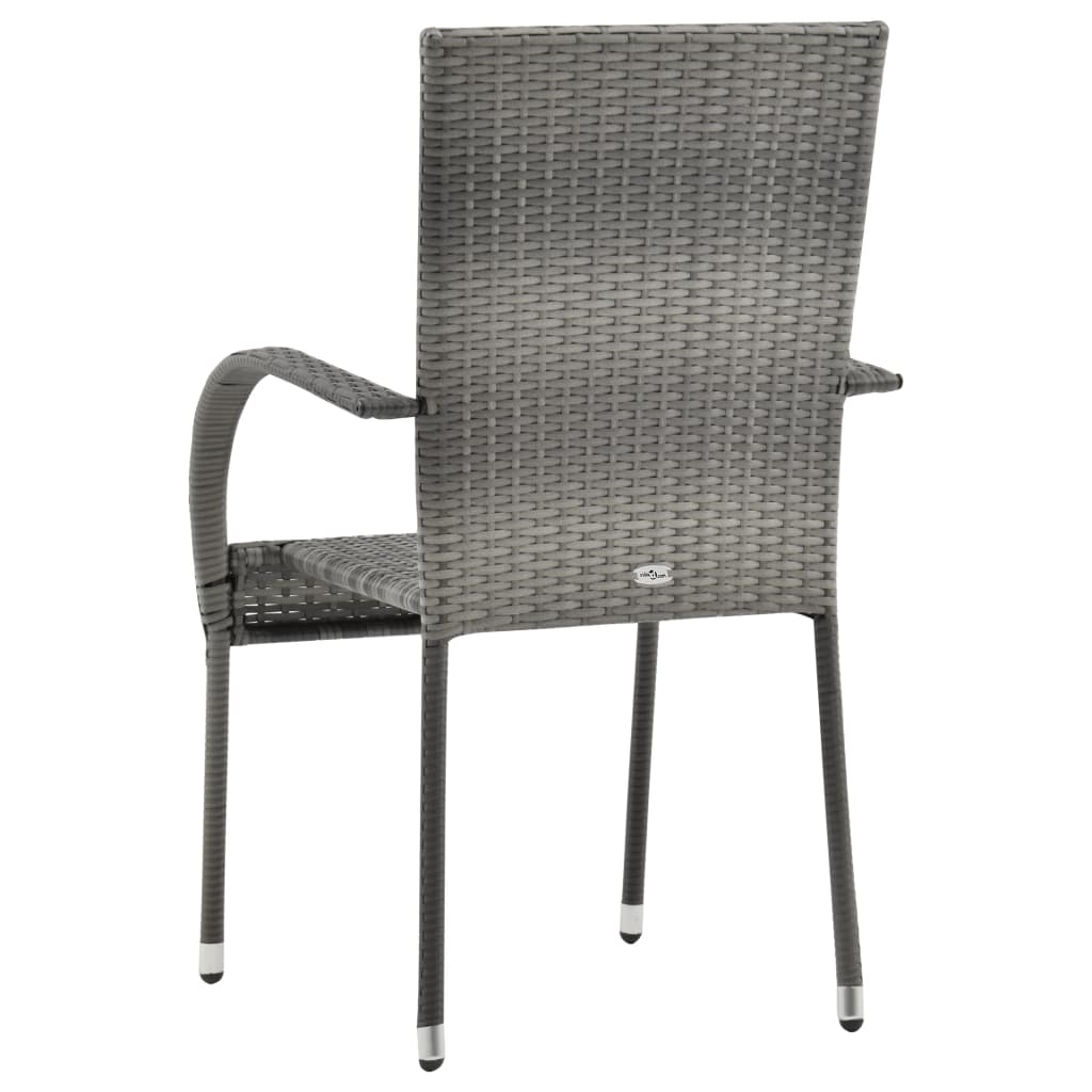Chaises empilables d'extérieur 4 pcs Gris Résine tressée - 6