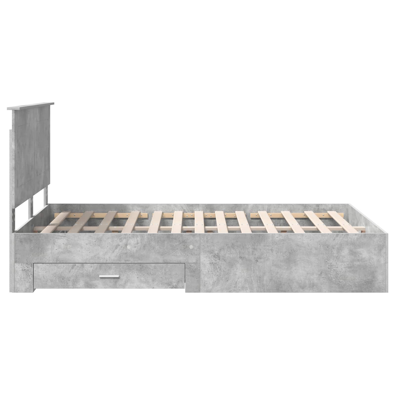 Cadre de lit gris béton 140 x 190 cm en panneau de bois - 9