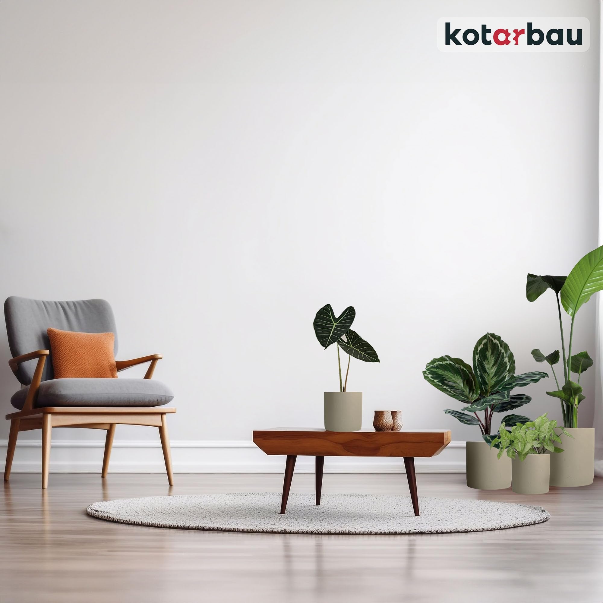 Pot de Fleurs en Céramique, Grand Cylindre Ethnique, Diamètre : 20 cm, Hauteur : 20 cm, 1 Pièce, En Céramique, Aspect Béton - KOTARBAU - 2