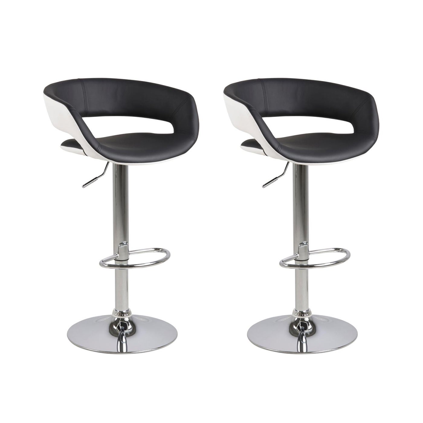 Gramma stołek barowy czarny i biała skóra syntetyczna, noga chrom z podnoszeniem.