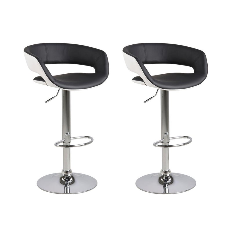 Gramma stołek barowy czarny i biała skóra syntetyczna, noga chrom z podnoszeniem.
