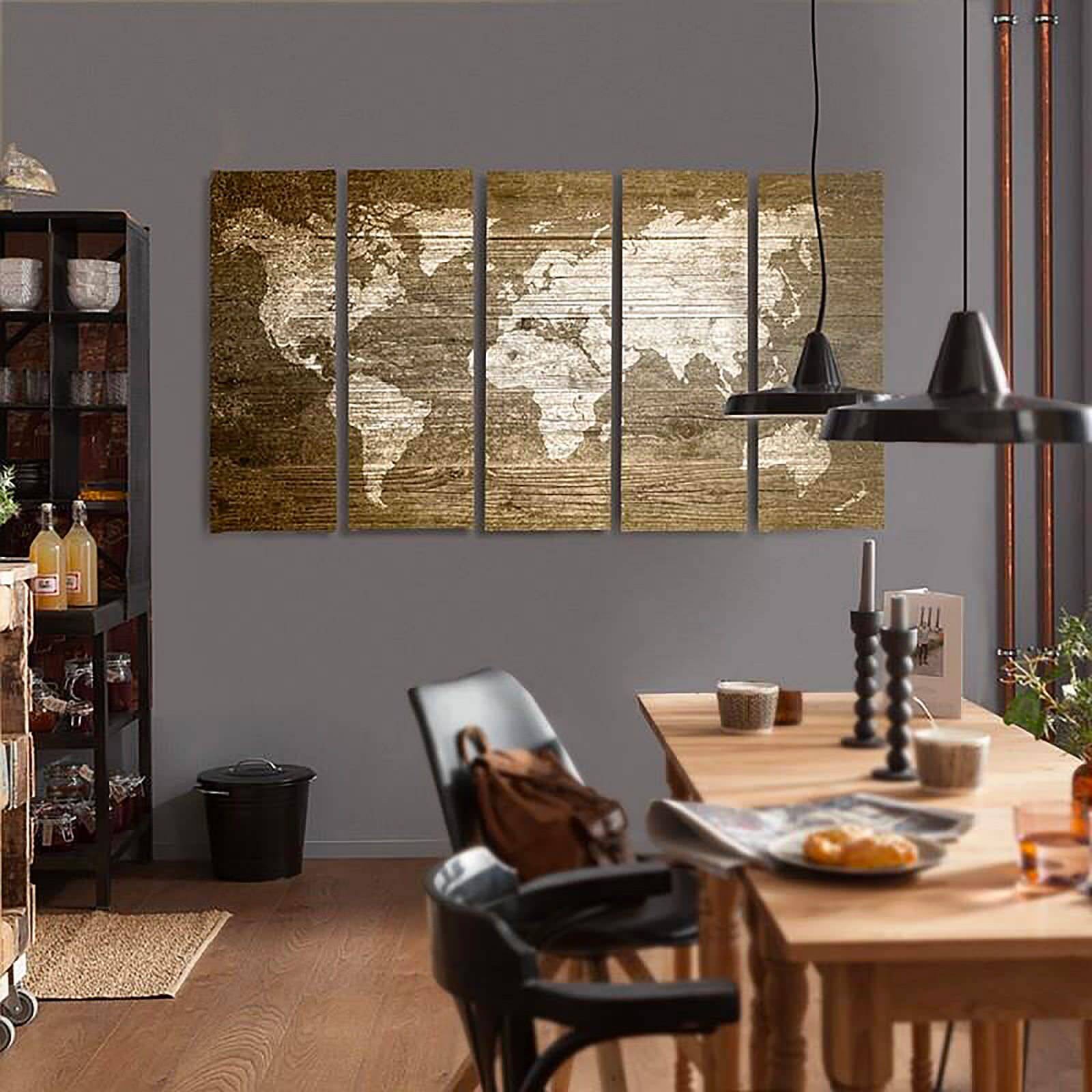 Tableau carte du monde rustique - 100 x 70 cm - 3