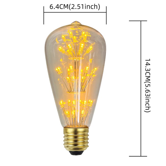 Bombilla LED decorativa retro con efecto fuegos artificiales, base ...