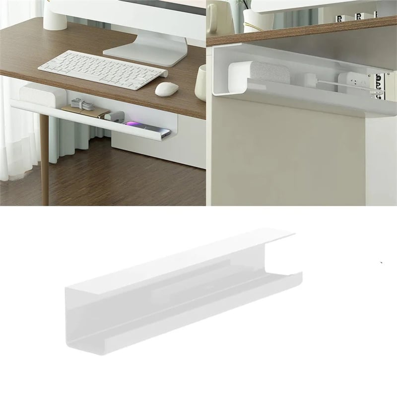 Tacka do organizacji kabli, łatwa instalacja samoprzylepna, organizer kabli pod biurkiem, schludny sposób organizacji kabli na biurku, 55 cm