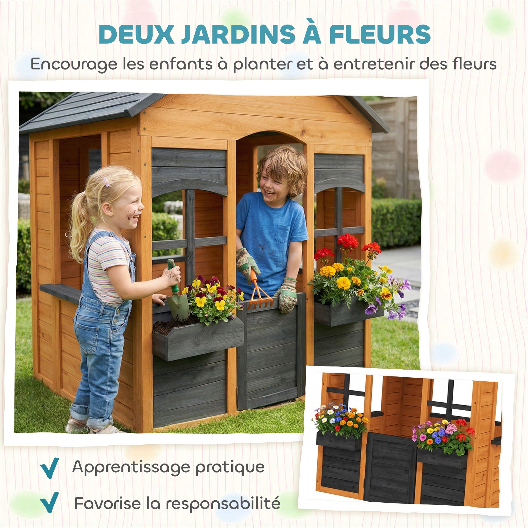 Maison de jeu pour enfants bois de sapin AIYAPLAY - 5