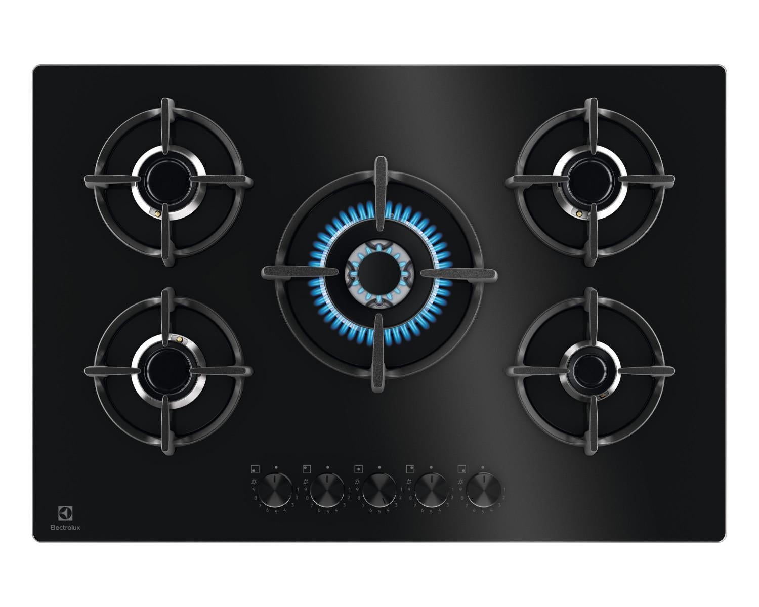 Electrolux Placa De Gas Egg75372k De Superficie Plana Con 5 Quemadores, Color Negro , Leroy Merlin