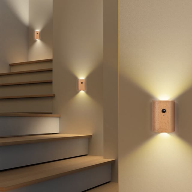 Lot de 2 appliques murales à LED, veilleuses à détecteur de mouvement, applique murale, appliques murales rechargeables, veilleuse d'escalier