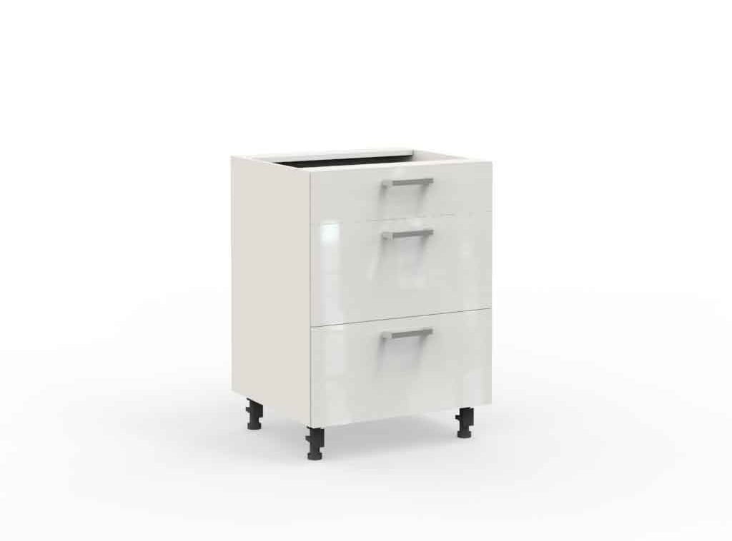 Armario inferior ds 6/3 – 60 cm color blanco brillo