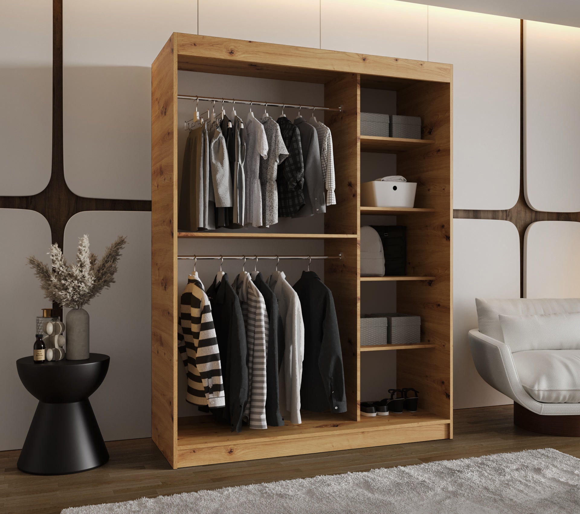 Szafa przesuwna z lustrem SIMA T1 150 x 62 x 200 artisan + u. czarny - 3