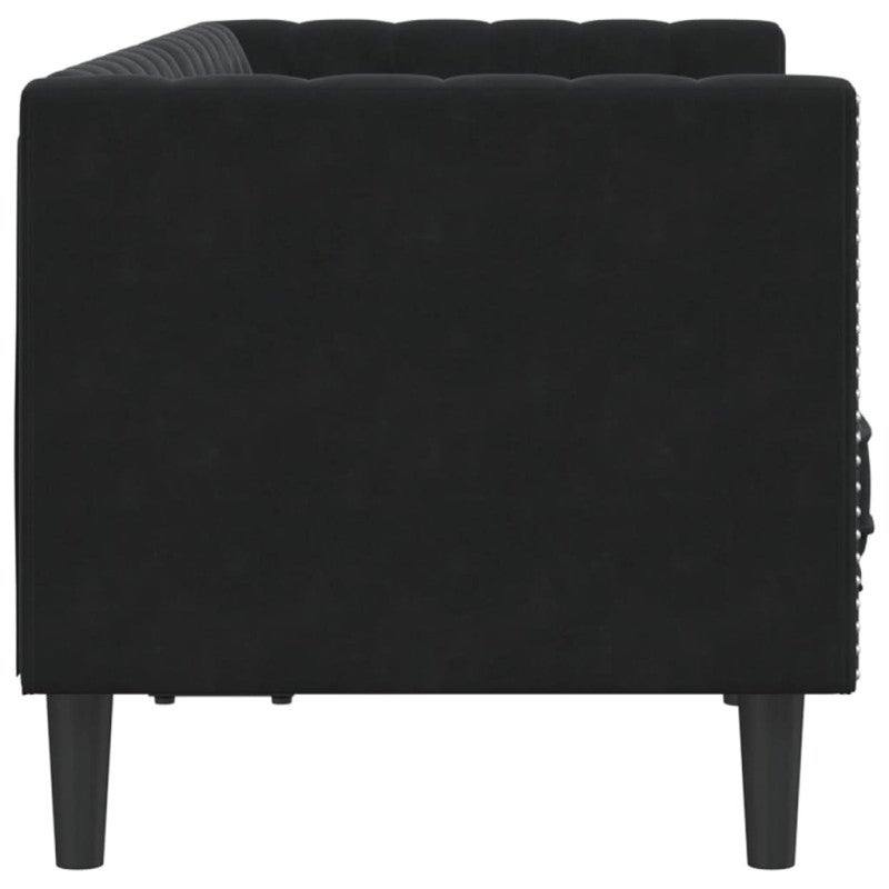 vidaXL Divano Chesterfield con Rinforzi 2 Posti Nero in Velluto - 5