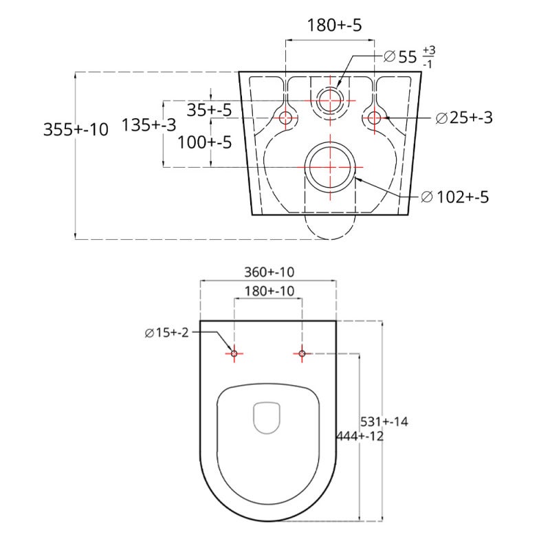 WC Suspendu Sans Bride BrevisRimless - Céramique, Rinçage 3/4,5 L, Abattant Softclose - Design épuré, Fixation Invisible