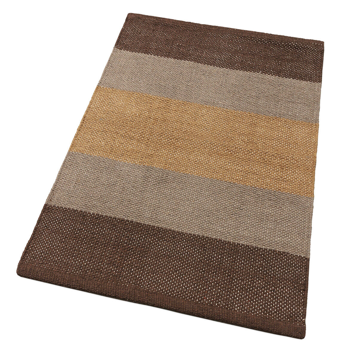 Alfombra de baño cocina 55x240 cm algodón puro suave absorbente lavable tejidas a mano rayas grandes marrón