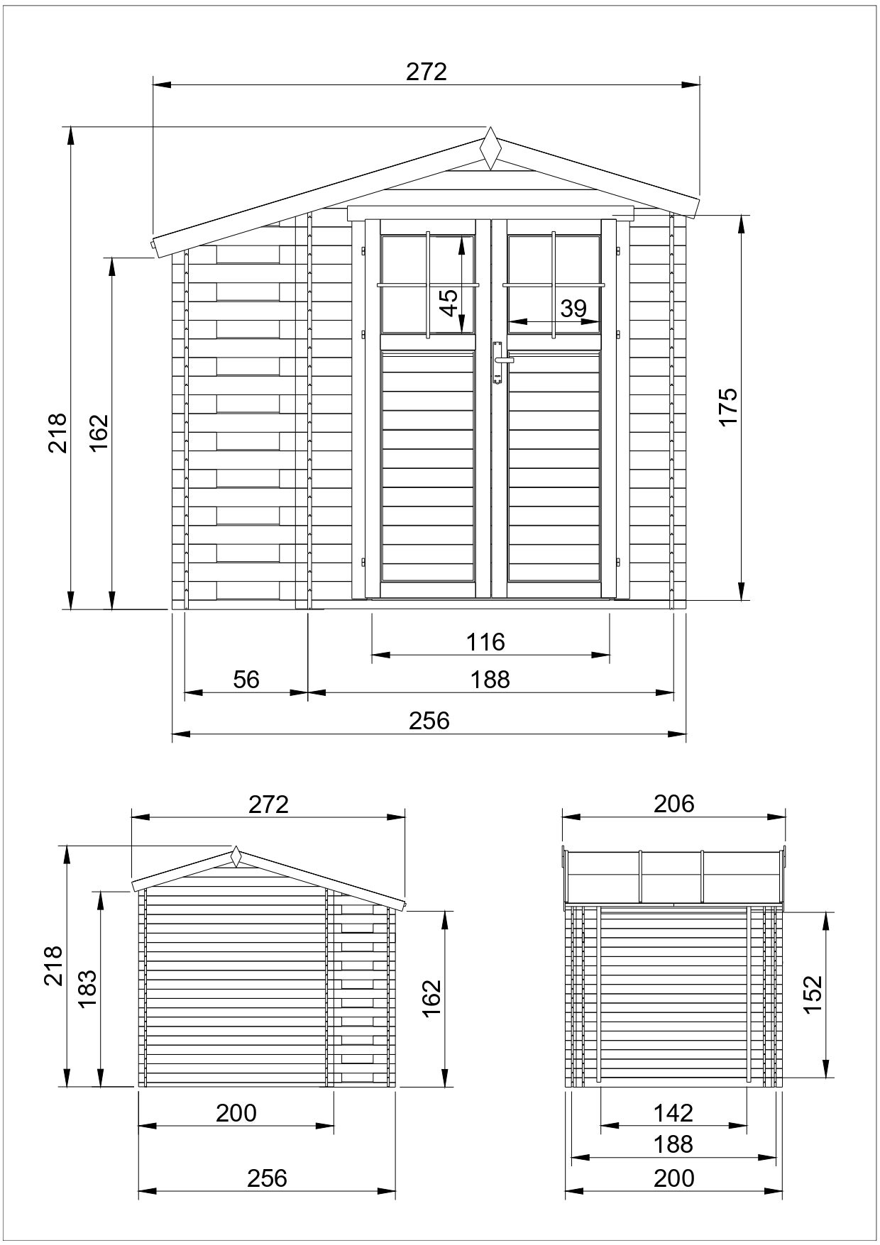 Drewniana szopa ogrodowa i zewnętrzny schowek na drewno Z PODŁOGĄ ZABEZPIECZONĄ I206xD272xW218 cm TIMBELA M386F+M386G - 5