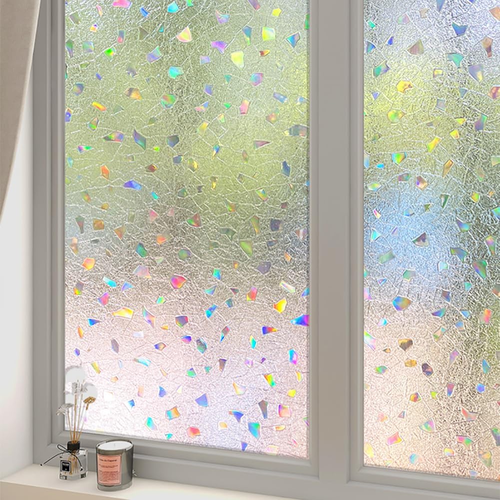Pellicola Per Vetri Decorativa 3D Effetto Tulipano - 200x60 Cm - Elettrostatica, Anti UV, Opaca - Per Privacy In Casa, Ufficio, Bagno - 5