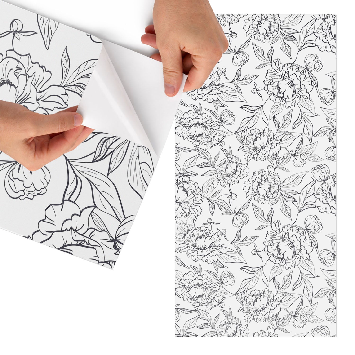 Dekoracyjna folia samoprzylepna na meble - szybka metamorfoza 75x150 cm Wyraziste czarno-białe kwiaty natura elegancja - Tulup