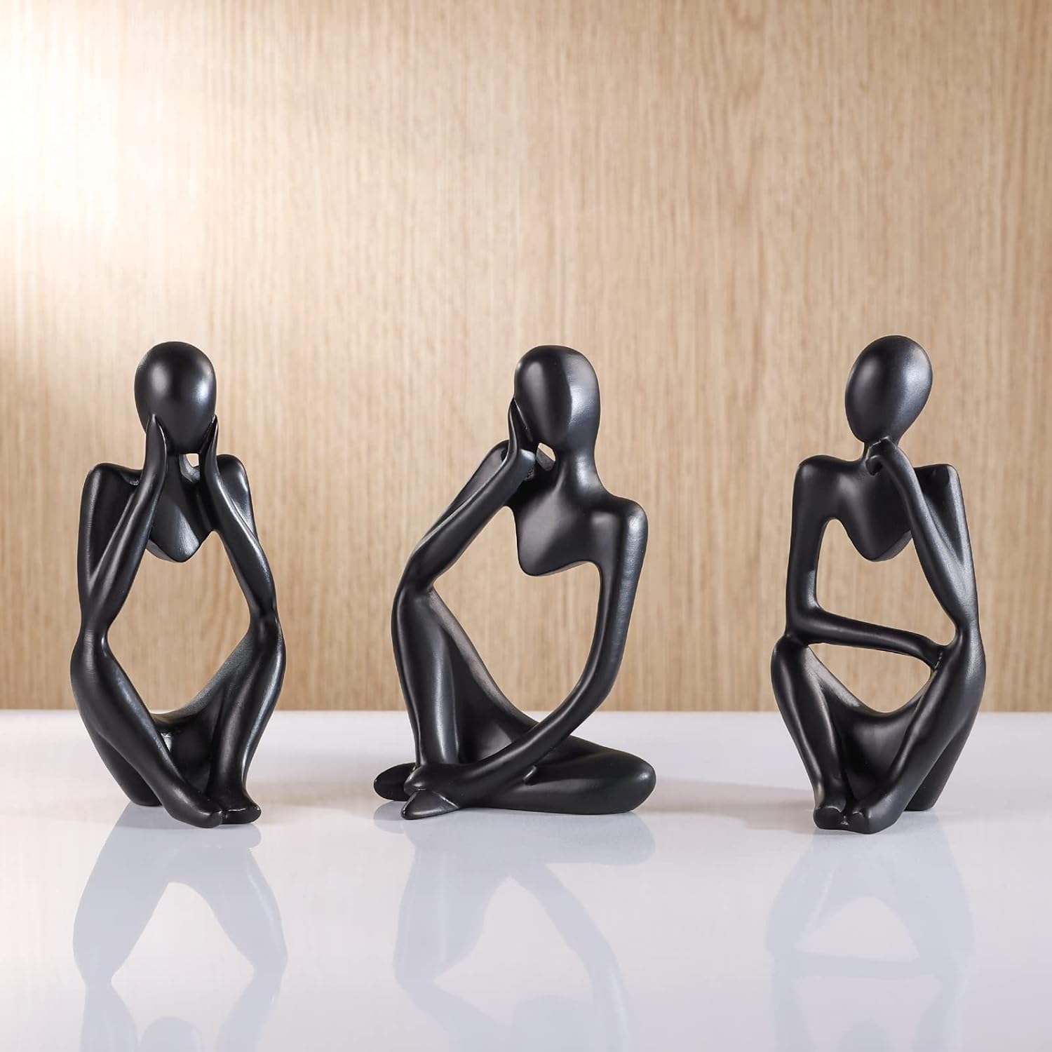 Statue Abstraite Moderne Noir, Statuette Décoration Maison & Bureau, Sculpture Design Intérieur, Objet Décor Salon & Intérieur - 5