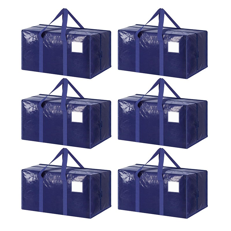 2 Borse Portaoggetti Grandi 36L – Contenitori In Tessuto Oxford Impermeabile Con Cerniera E Manici, Per Vestiti, Coperte, Piumoni, Blu Navy - 2