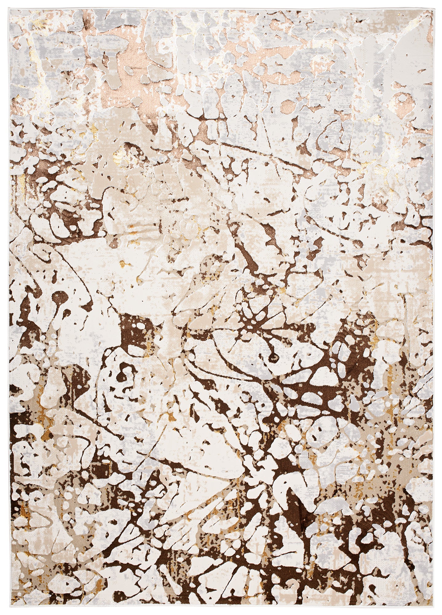 TAPISO Golden Tapis de Salon Moderne Beige Marron Crème Or Gris Moucheté Motif Abstrait Doux Poil Court 80 x 150 cm - 7