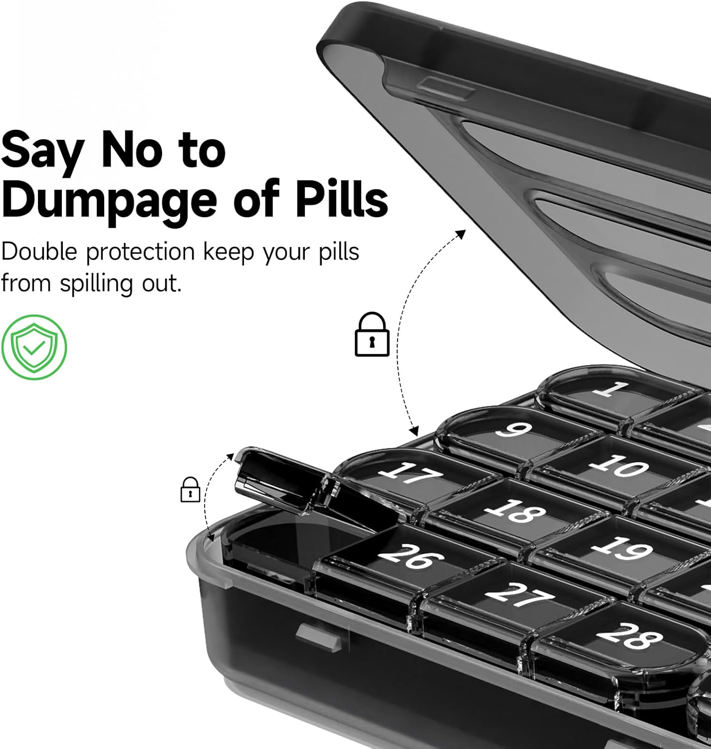EAHSAP Pastillero para Medicamentos de Viaje con 32 Compartimentos