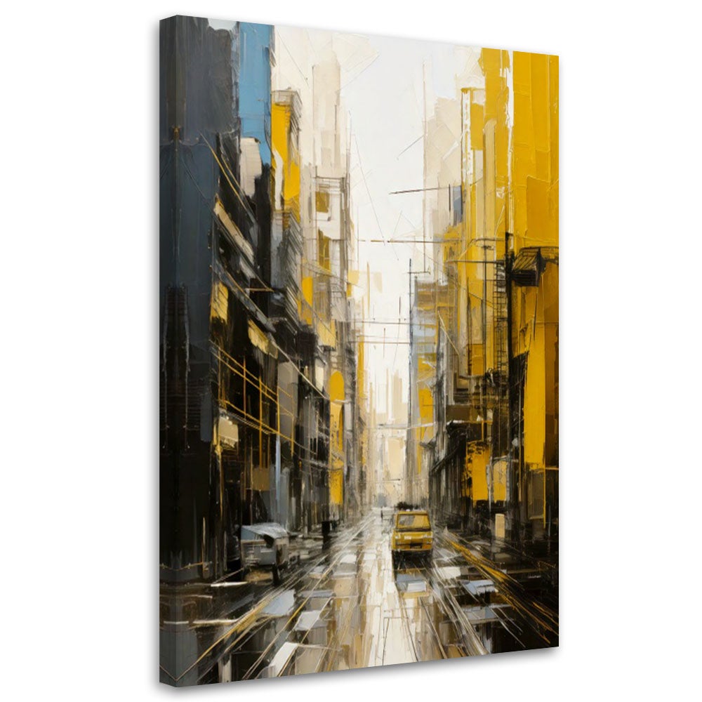 Obraz do salonu, Miasto Ulica Abstrakcja Żółty Szary 60x90