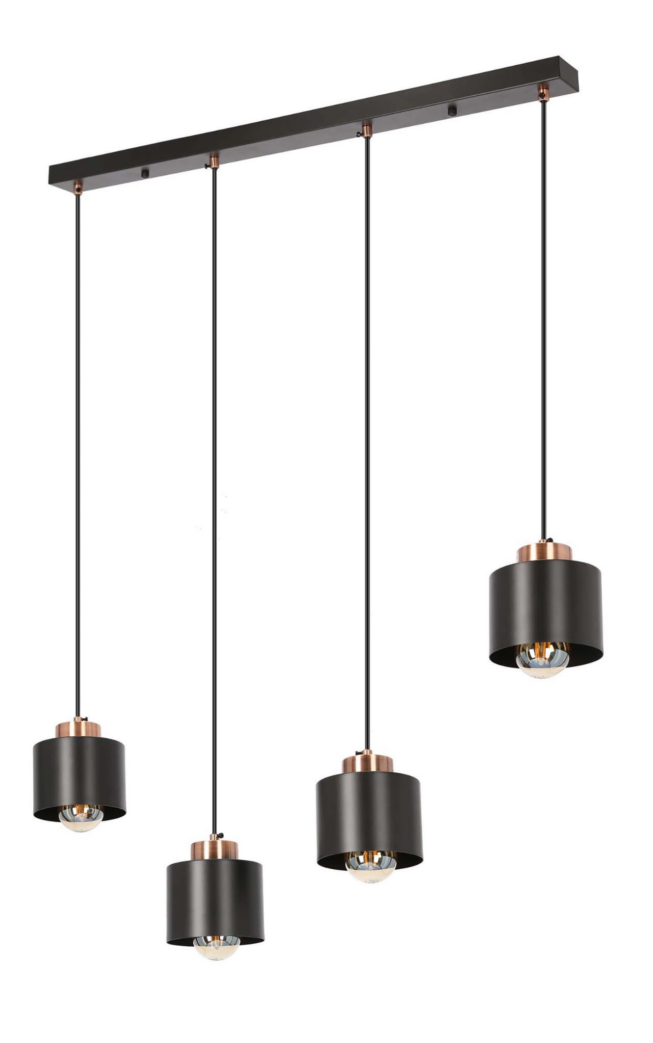 Lampa sufitowa wisząca Olena czarna-mosiądz 4xE27x60W wym: 100 x 75 x 12 cm metal Candellux