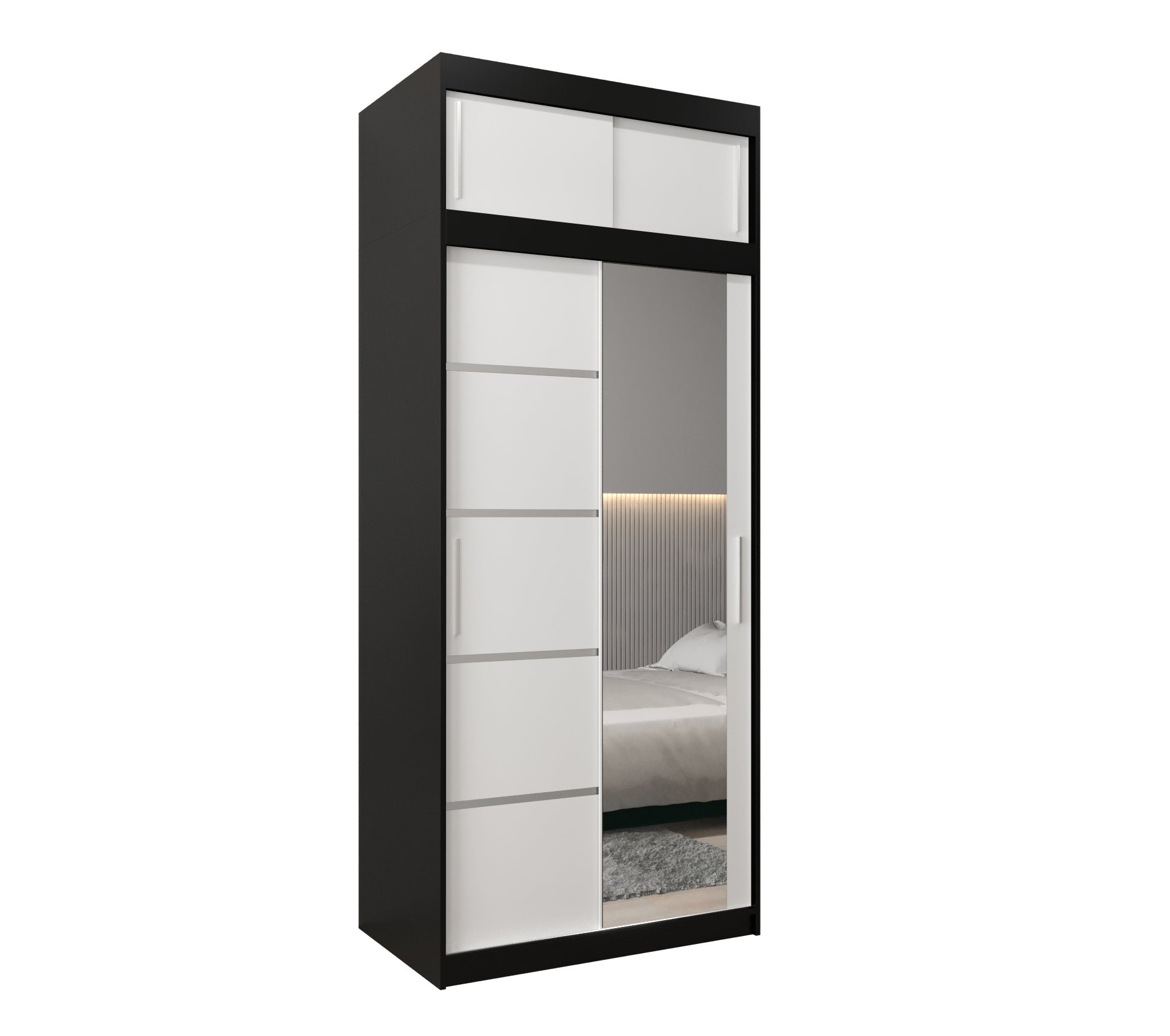 Szafa przesuwna z nadstawką garderoba Verona 2 100 x 62 x 240 cm Czarny + Biały - Abiks Meble
