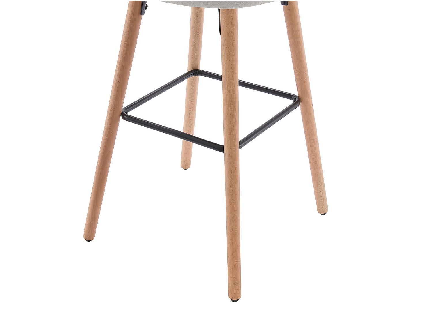 Lote de 2 taburetes de bar de tela y patas de madera de haya - Crema - ELEANA - 7