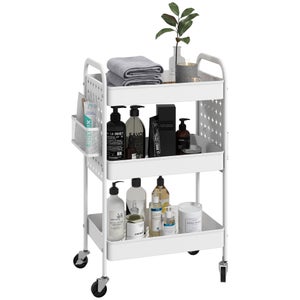 Chariot De Cuisine Roulant Métal 4 étages - Organisateur Pour Fruits, Légumes, Snacks (dimensions 31x42x94 Cm)