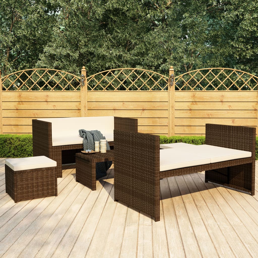 Juego De Jardín 5 Piezas Con Cojines - Sofá, Sillas Y Mesa De Aluminio Gris, Para Terraza Y Patio