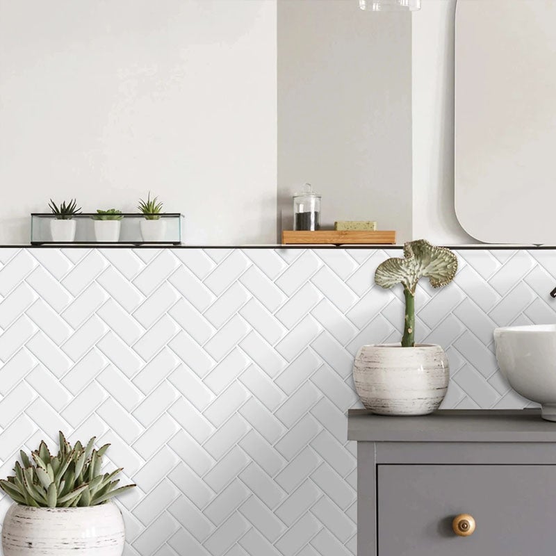 Revestimiento de pared antihumedad - 10 paneles adhesivos impermeables - Adhesivo adhesivo de imitación de azulejo cerámico - 305 x 305 mm - 0,93 m² - 6