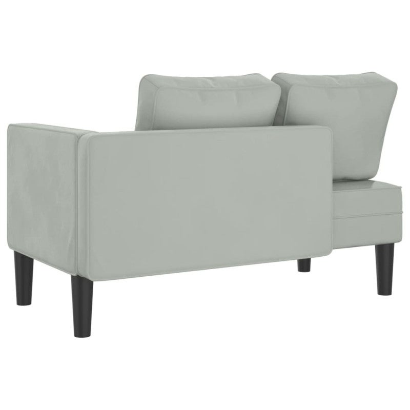 Chaise Longue con Cuscini Grigio Chiaro in Velluto vidaXL - 5