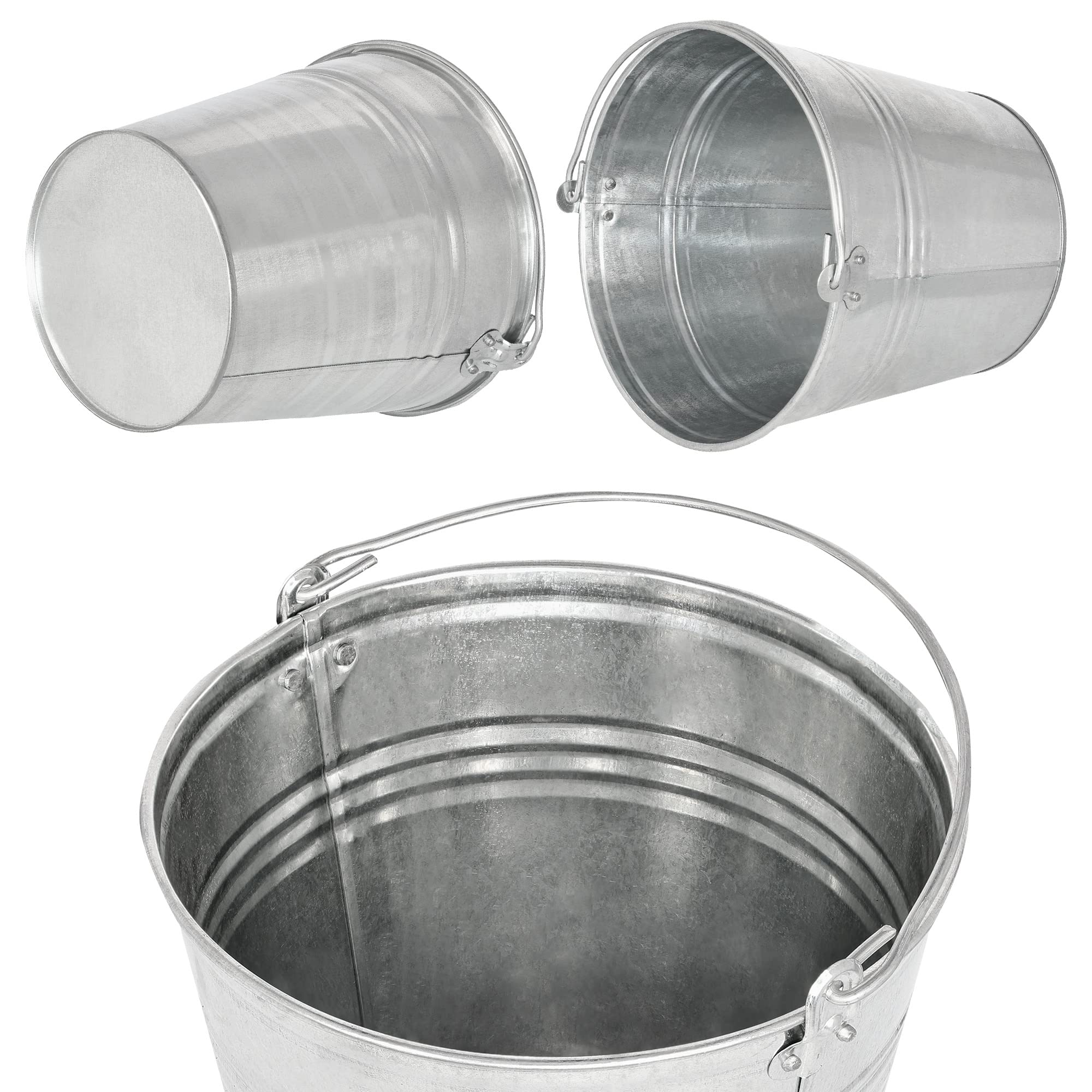 Seau à Cendre - Seau De Maçon - Acier Galvanisé - 12 L - Argent - pour le Jardinage - Résistant à la Rouille - Polyvalent KOTARBAU - 6