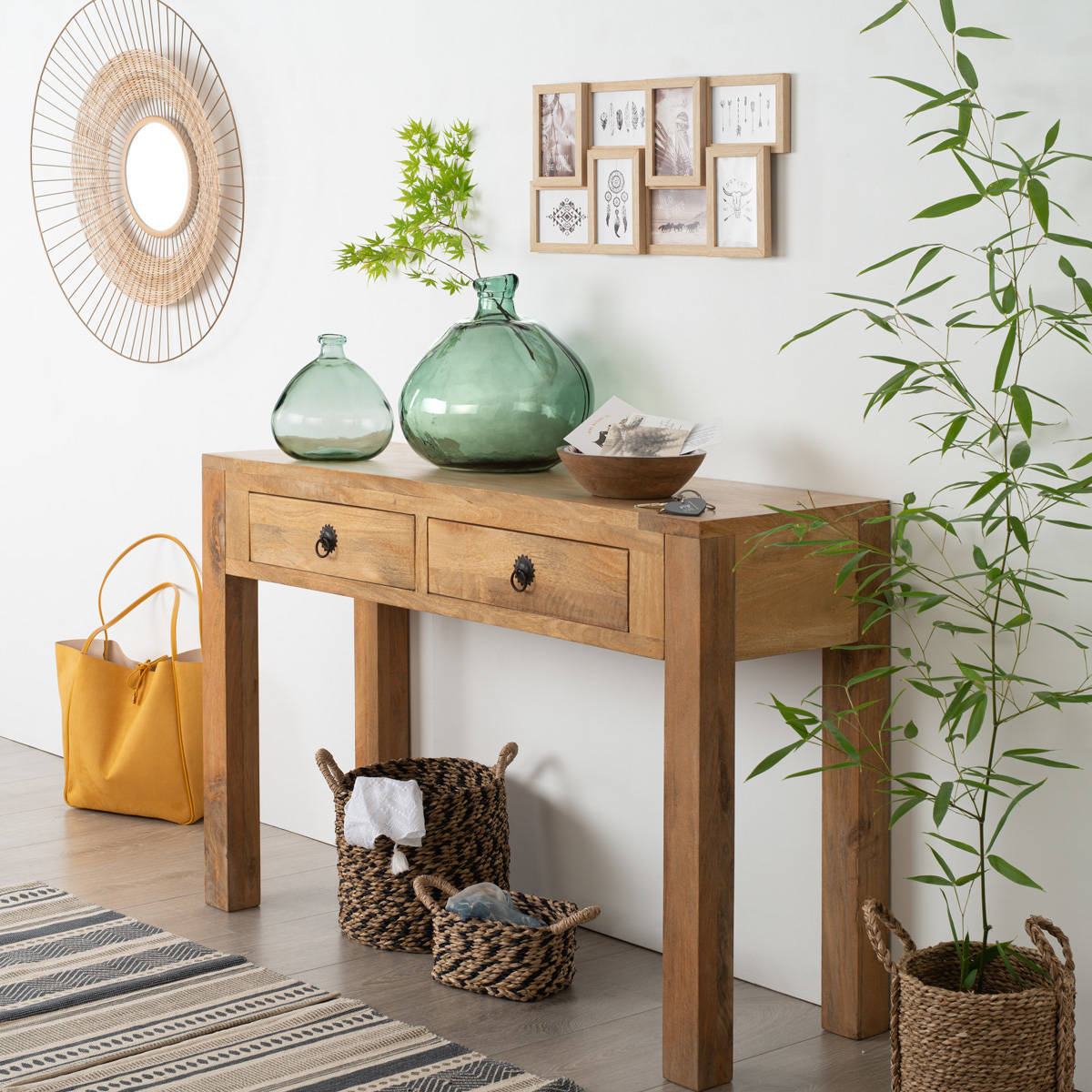 Atmosphera - Jarrón redondo - vidrio reciclado - verde caqui - D23 cm - 3