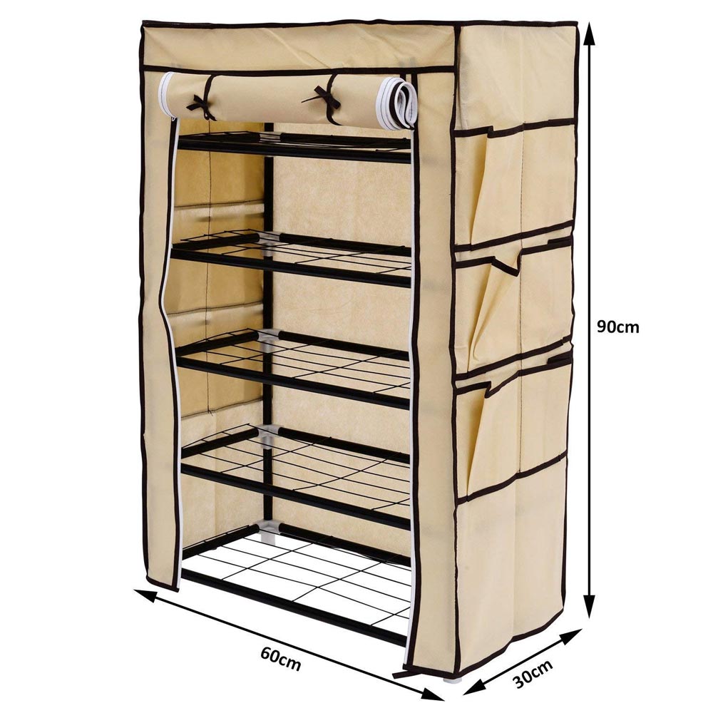 Appendiabiti Verticale Avilia - Con 3 Ripiani E Portagrucce, Salvaspazio, Acciaio E TNT - Foto 8