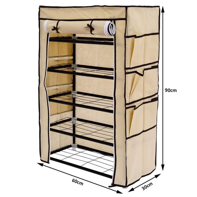 Appendiabiti Verticale Avilia - Con 3 Ripiani E Portagrucce, Salvaspazio, Acciaio E TNT - Foto 8