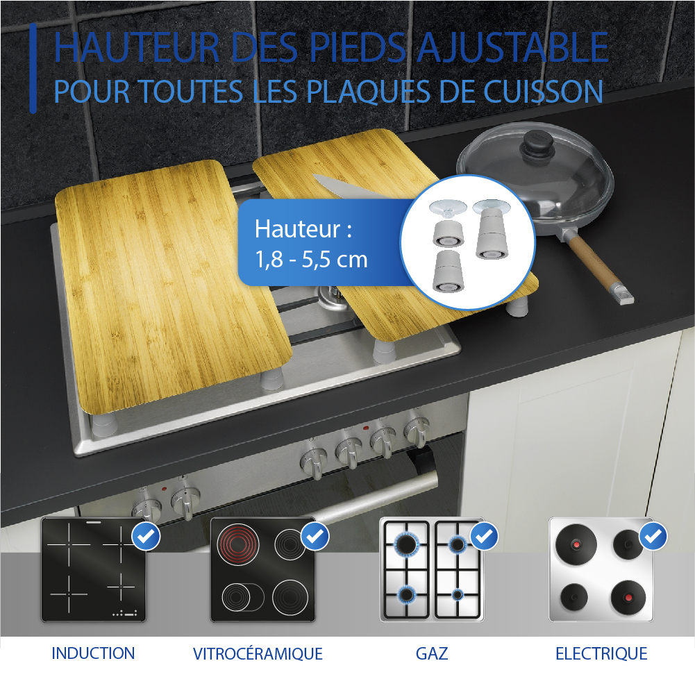Protection universelle plaque de cuisson en verre x2 effet Bois - 3