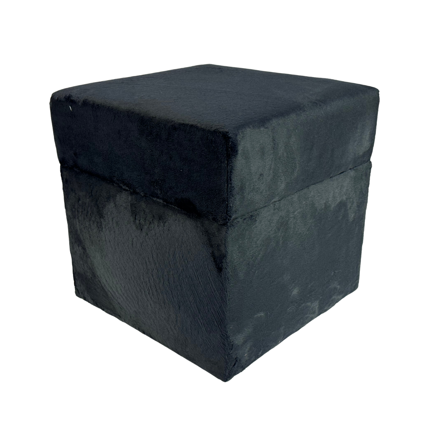 Pufa otwierana kwadratowa VELVET MINKY 40×40 cm miekki welur puszysta ze schowkiem do sypialni czarna
